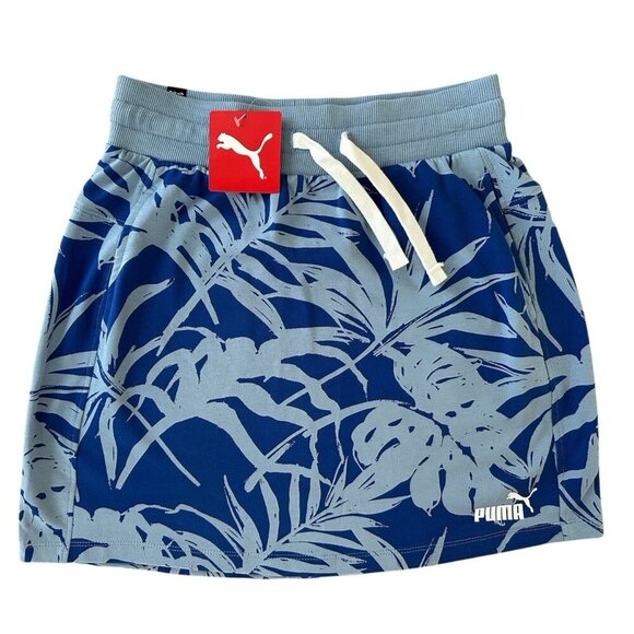 Puma Women’s Essential Palm Resort Graphic Skirt Blue Casual New - Picture 1 of 16